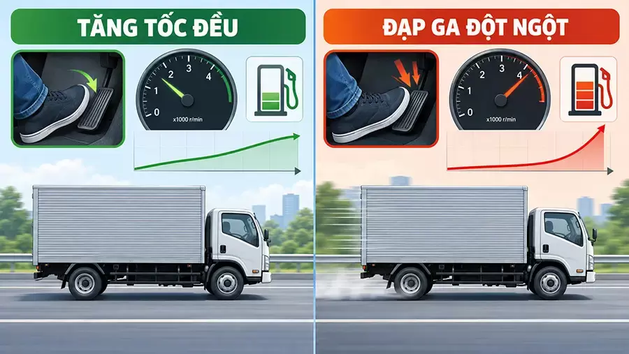 Tăng tốc đều giúp xe tải sử dụng nhiên liệu hiệu quả hơn