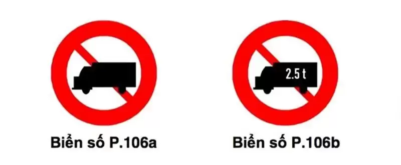 Biển P.106 a và b