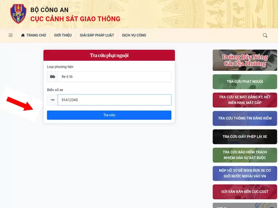 Tra cứu phạt nguội trên website Cục Cảnh sát giao thông