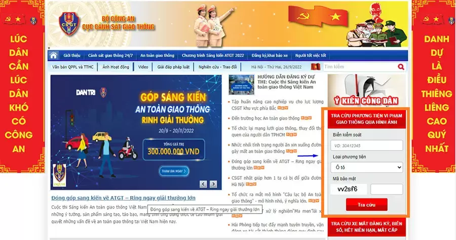 Tra cứu phạt nguội tại website Cục Cảnh sát giao thông