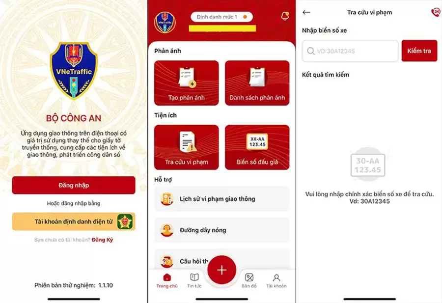 Kiểm tra phạt nguội bằng ứng dụng VNeTraffic