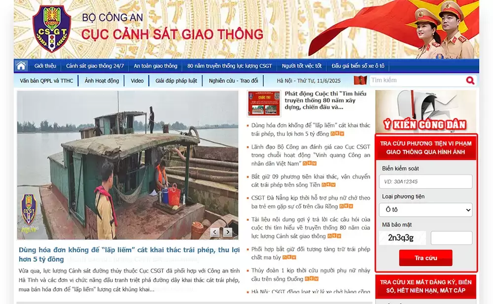 Cách tra cứu phạt nguội xe ô tô toàn quốc trên website csgt.vn