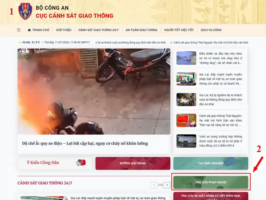 Cách tra cứu phạt nguội xe ô tô toàn quốc trên Cục CSGT