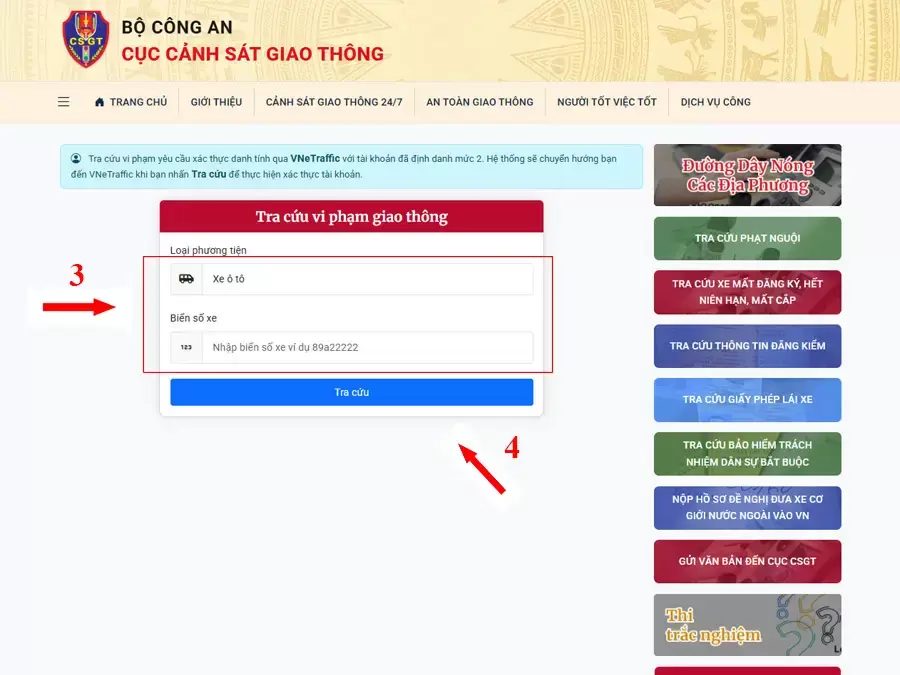 Cách tra cứu phạt nguội xe ô tô toàn quốc trên Cục CSGT