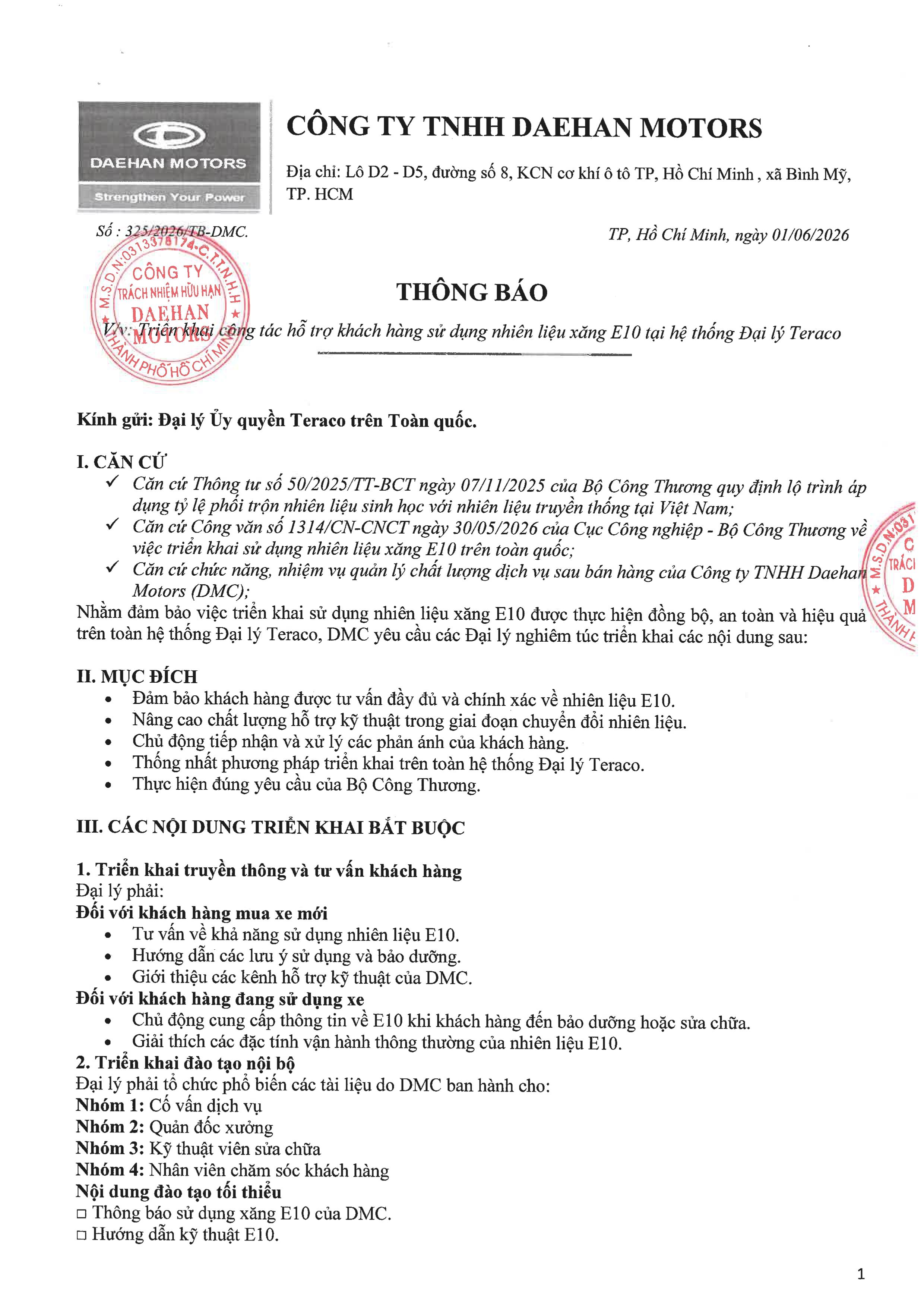 7. THONG BAO TRIEN KHAI HO TRO KHACH HANG TREN TOAN HE THONG DAI LY TERACO_page-0001
