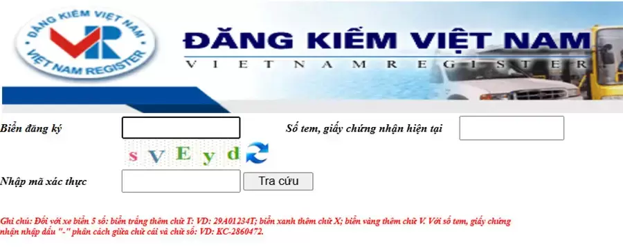 Tra cứu biển số xe trên website cục đăng kiểm Việt Nam
