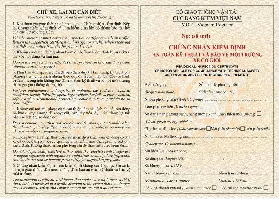Giấy chứng nhận kiểm định