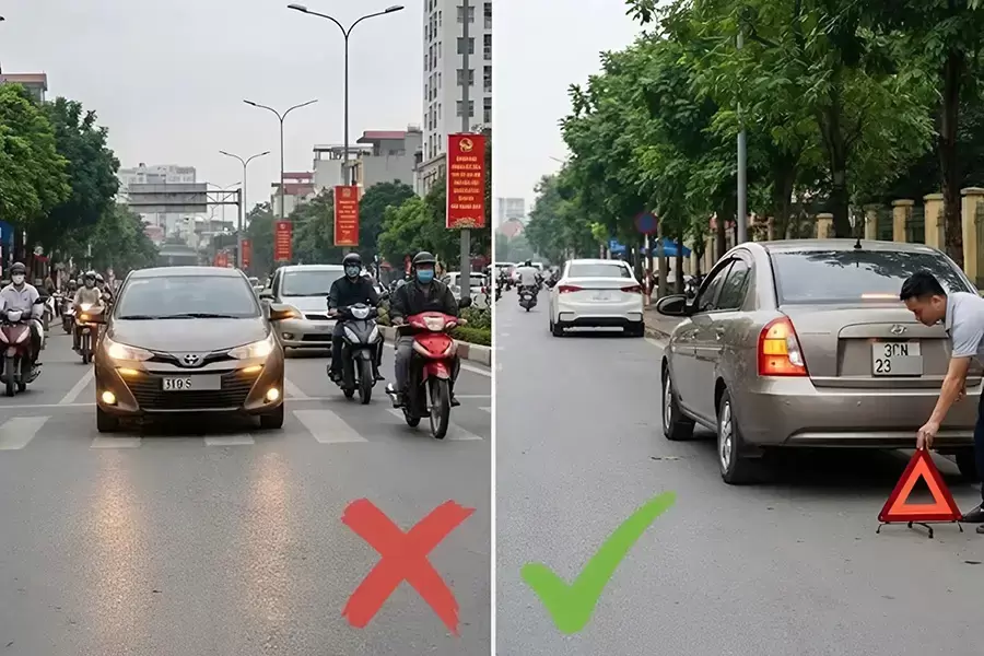 Các trường hợp phải dừng xe khi đèn cảnh báo bật sáng