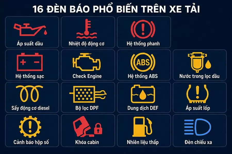 Bảng tra nhanh các đèn báo lỗi xe tải thường gặp