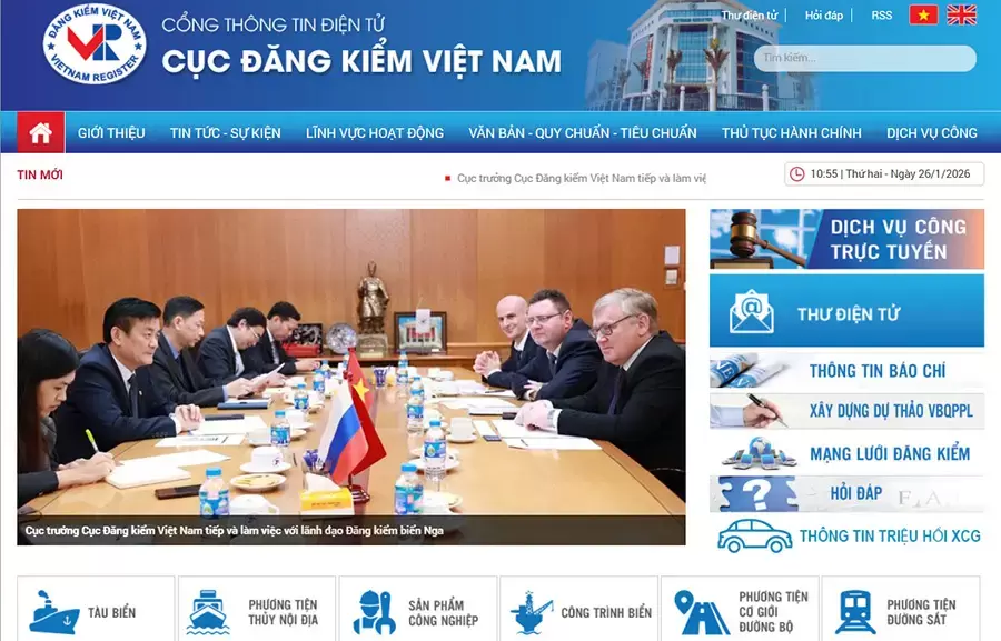 Website Cục Đăng Kiểm Việt Nam