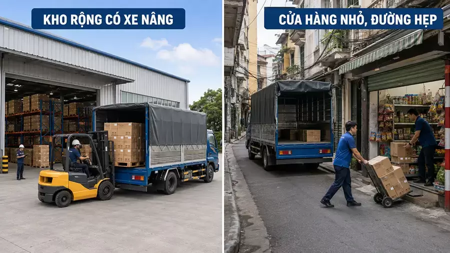 Khả năng tiếp nhận tại điểm giao ảnh hưởng cách chia hàng