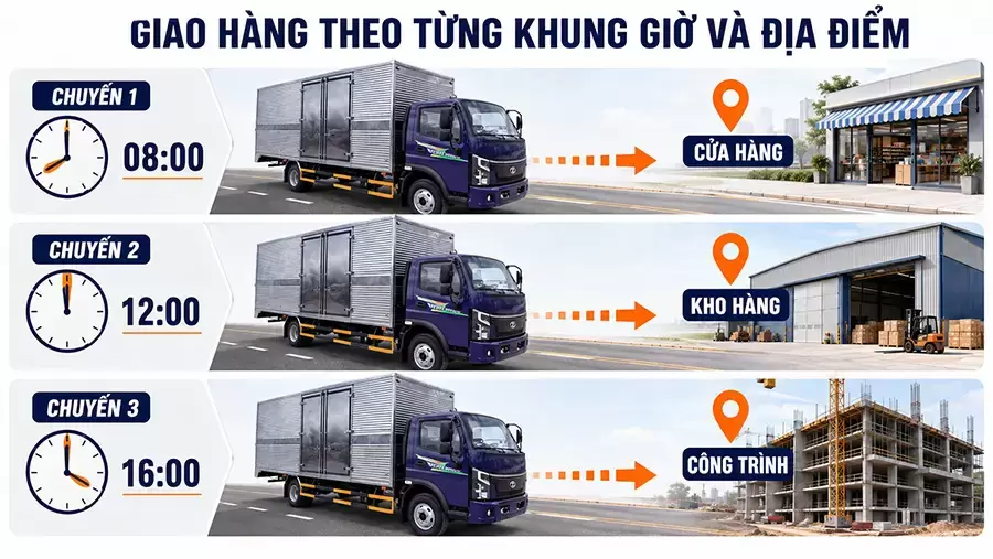 Mỗi chuyến có thể bố trí theo tuyến và thời gian nhận riêng