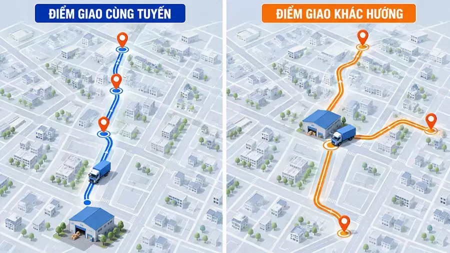 Vị trí điểm giao quyết định khả năng kết hợp hành trình