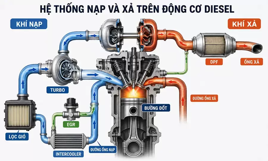 EGR DPF và turbo cần kiểm tra khi xe máy dầu bị hụt hơi
