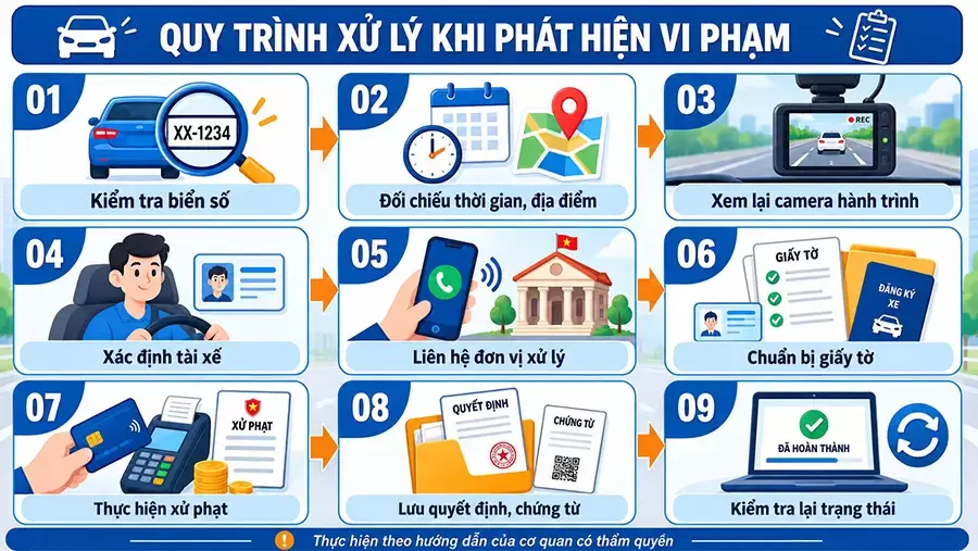 Quy trình xử lý khi phát hiện phương tiện có vi phạm