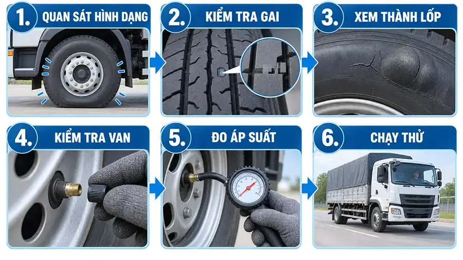 Quy trình kiểm tra lốp trước mỗi chuyến chở hàng