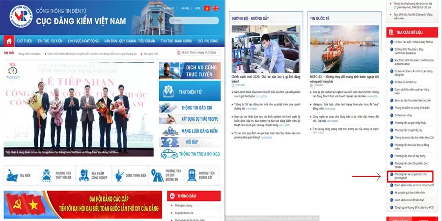 Tra cứu phạt nguội trên website Cục Đăng kiểm Việt Nam