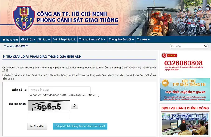 Bạn có thể kiểm tra phạt nguội ô tô qua website phòng CSGT các tỉnh