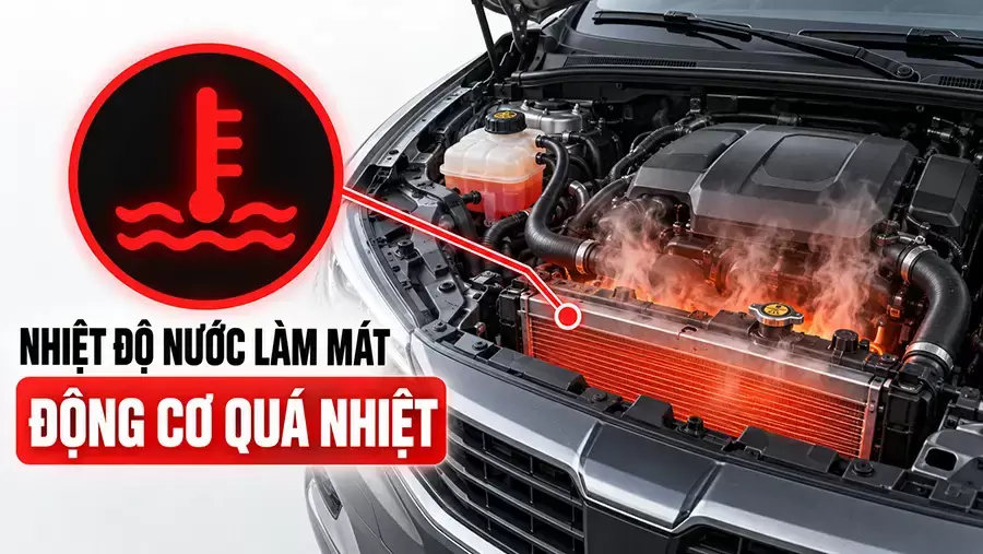 Đèn nhiệt độ đỏ báo động cơ có nguy cơ quá nhiệt