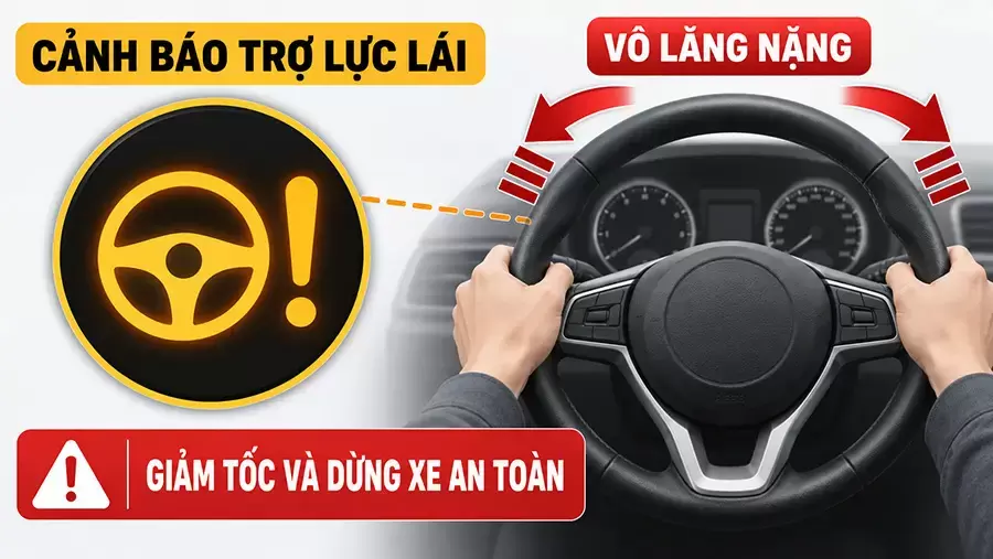 Vô lăng nặng kèm đèn trợ lực cần dừng xe an toàn
