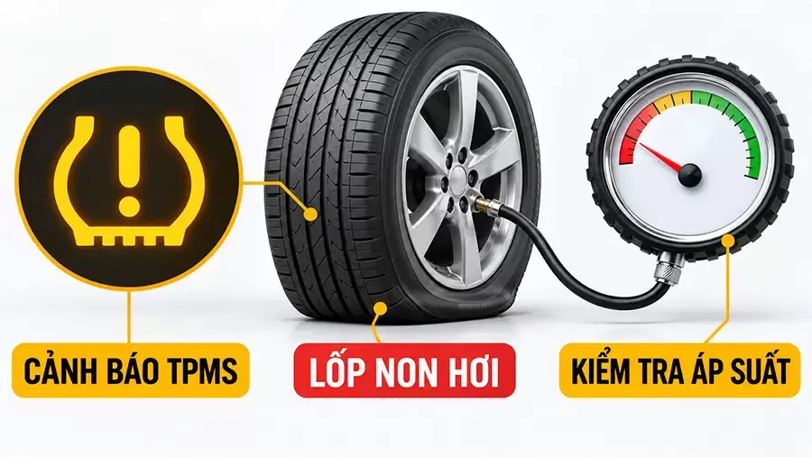 Kiểm tra lốp thực tế trước khi quyết định chạy tiếp