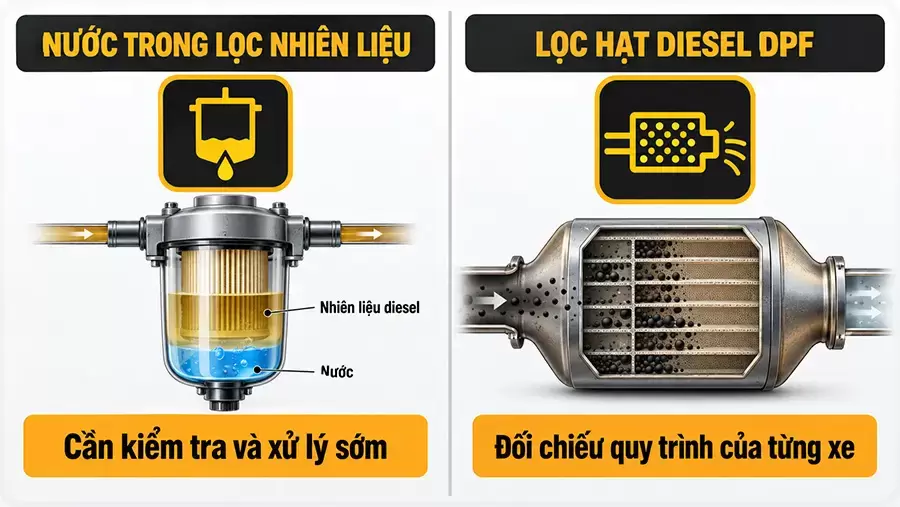Cảnh báo nhiên liệu và DPF thường gặp trên xe diesel