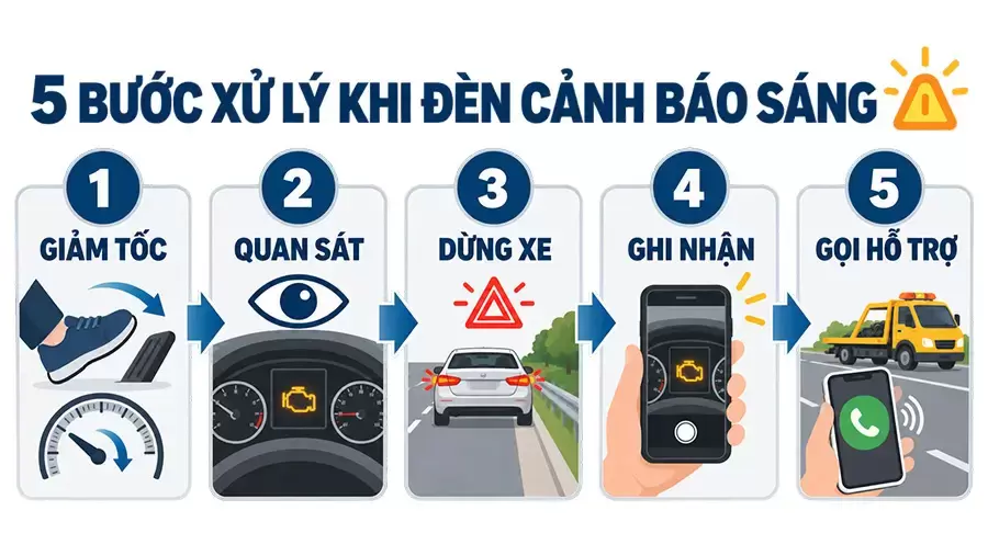 Năm bước xử lý khi đèn cảnh báo sáng trong lúc xe chạy