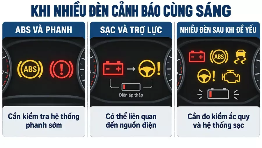 Nhiều đèn cùng sáng có thể bắt nguồn từ một lỗi chung