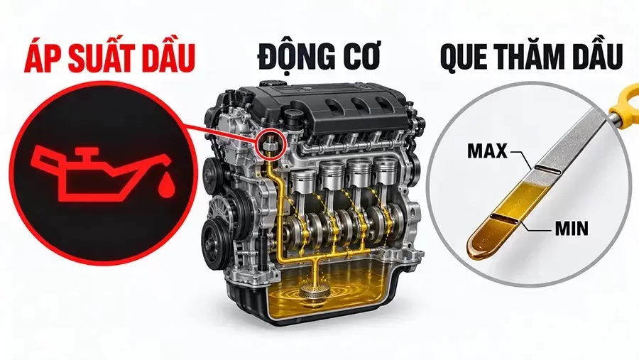 Đèn áp suất dầu sáng khi chạy cần dừng xe an toàn