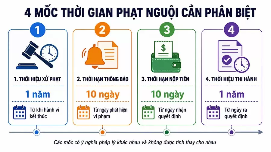 Bốn mốc thời gian cần phân biệt khi xử lý lỗi phạt nguội
