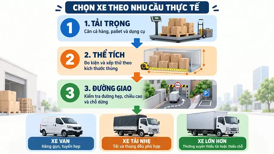 Lựa chọn phương tiện theo hàng hóa và điều kiện khai thác