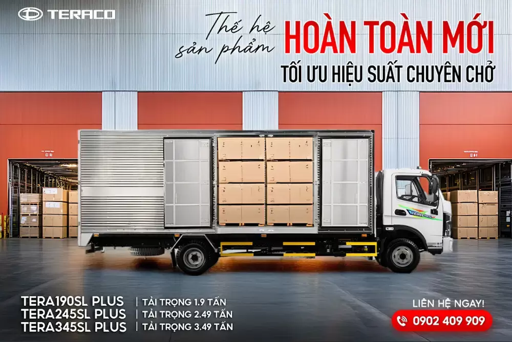 Xe tải thùng kín 3.5 tấn Tera345SL Plus là chuyên gia chở hàng cồng kềnh