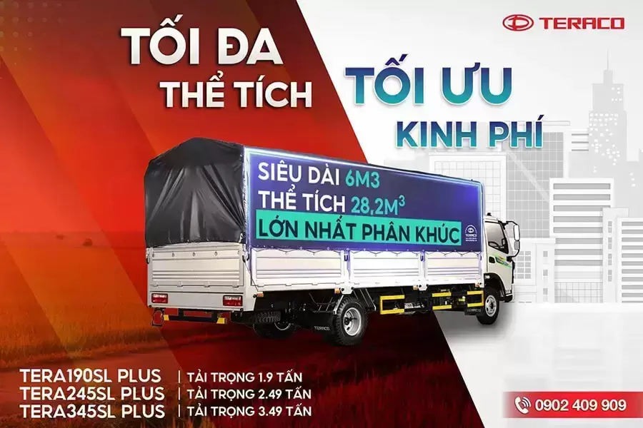 Bộ ba xe tải thùng dài Tera190SL Plus – Tera245SL Plus – Tera345SL Plus