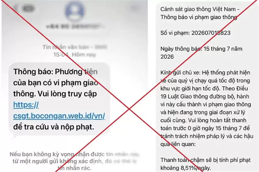 Không truy cập đường link lạ khi nhận tin phạt nguội