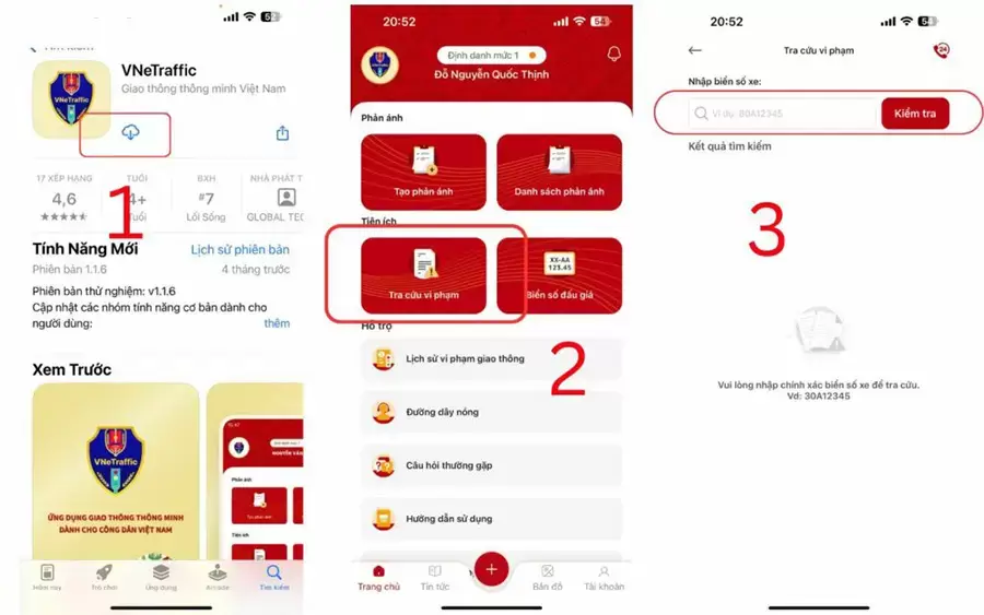 Thông báo phạt nguội có thể được gửi qua VNeTraffic