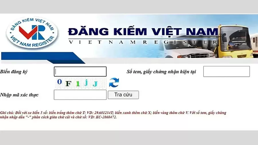 Tra cứu phạt nguội trên website Cục Đăng kiểm Việt Nam