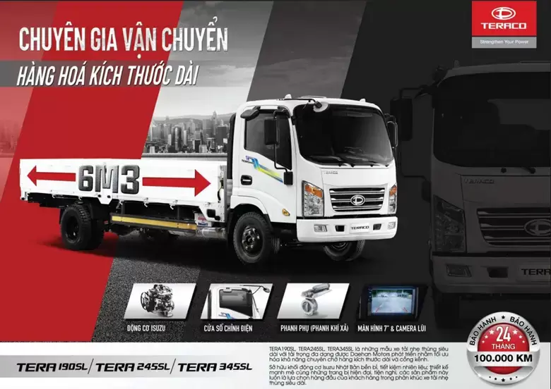 Tải nhẹ thùng dài 6.3m - Chuyên gia vận chuyển sản phẩm kích thước dài.
