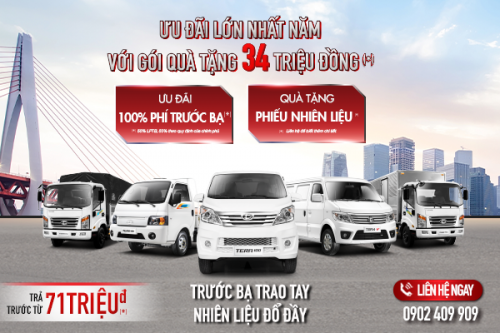 CHƯƠNG TRÌNH ƯU ĐÃI LỚN NHẤT NĂM CHO CÁC DÒNG XE TERACO TỪ DAEHAN MOTORS