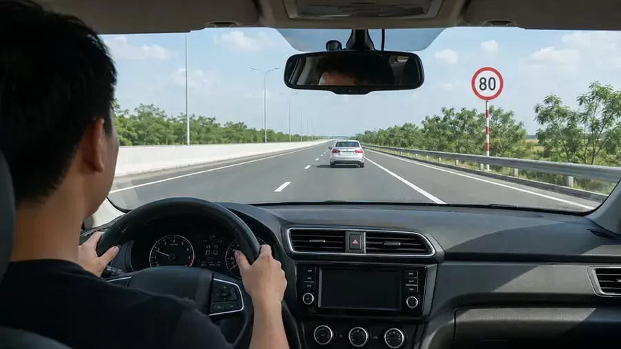 Quan sát biển báo và tình hình thực tế để điều chỉnh tốc độ