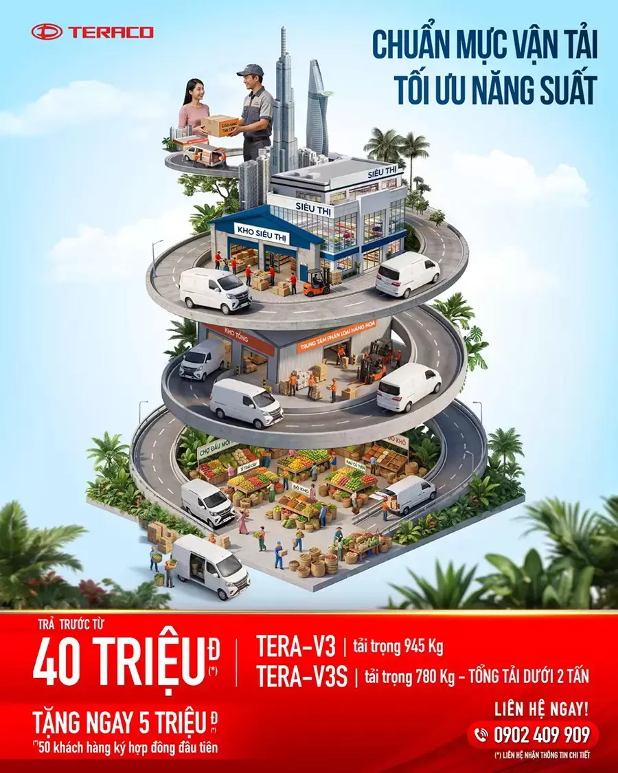 Khởi đầu kinh doanh cùng xe van Teraco chỉ với 40 triệu trả trước