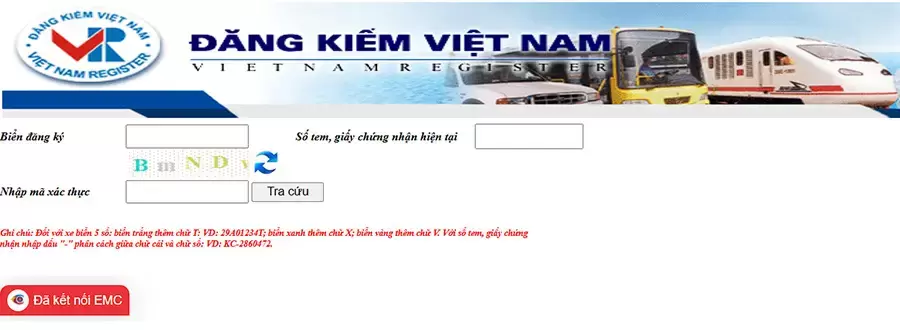 Giao diện tra cứu biển số xe ô tô trên website Cục Đăng kiểm