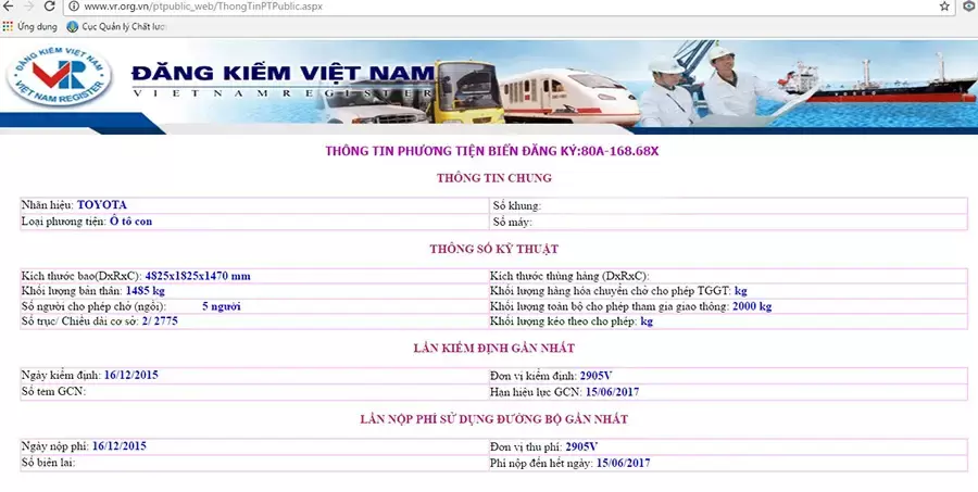 Kết quả tra cứu biển số xe ô tô