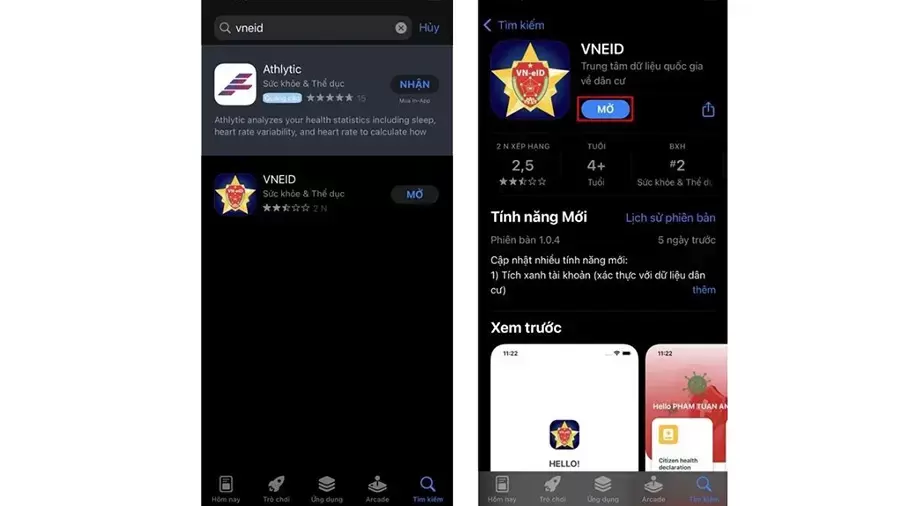Mở và đăng nhập ứng dụng VNeID