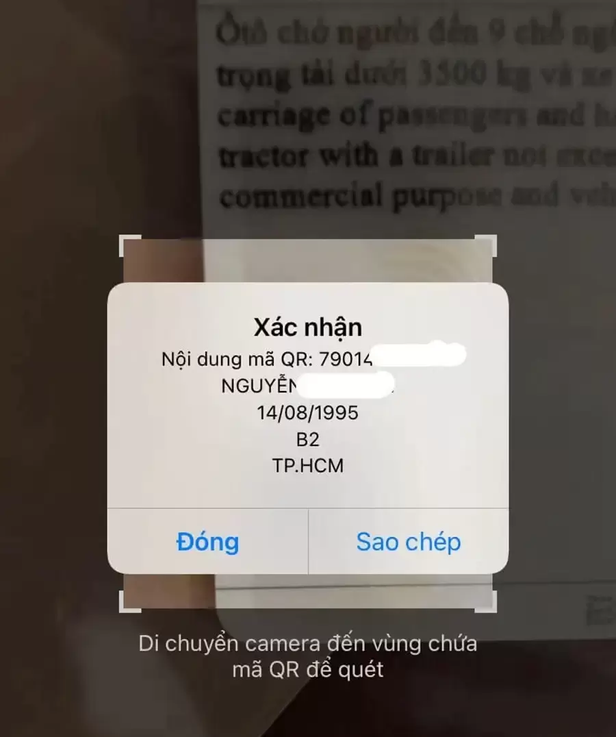 Ứng dụng sẽ đọc mã và hiển thị các thông tin đã được mã hóa