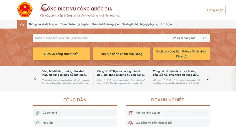 Tra cứu và thanh toán trên Cổng dịch vụ công quốc gia sau khi phát hiện vi phạm