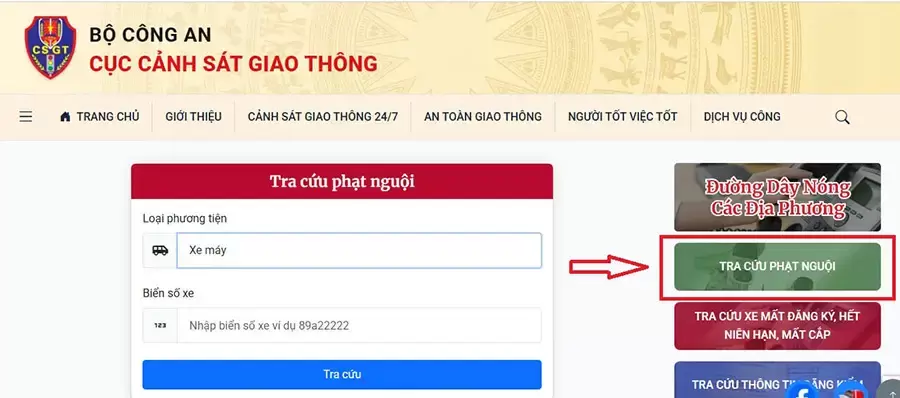 Nhập đúng biển số khi tra cứu phạt nguội