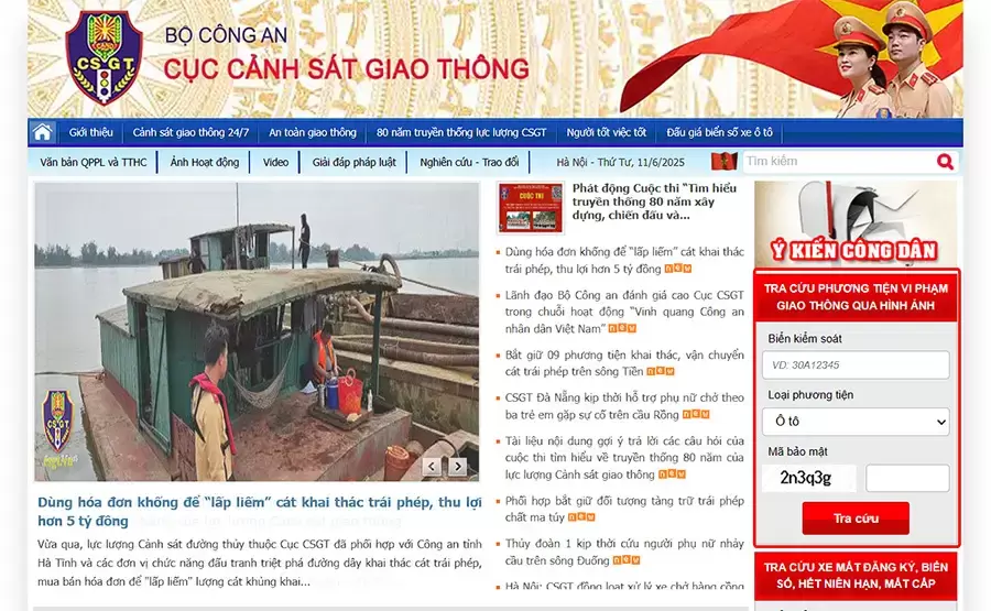 Tra cứu phạt nguội Cục Cảnh sát giao thông