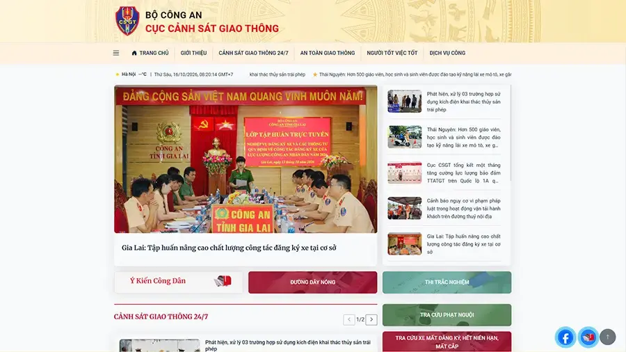 Truy cập website chính thức Cục cảnh sát giao thông để tra cứu phạt nguội
