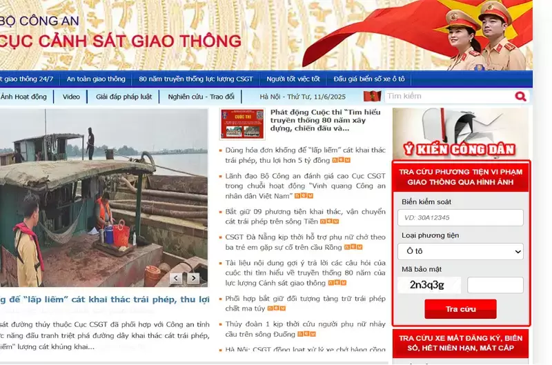 Hướng dẫn tra cứu phạt nguội Cục Cảnh sát giao thông