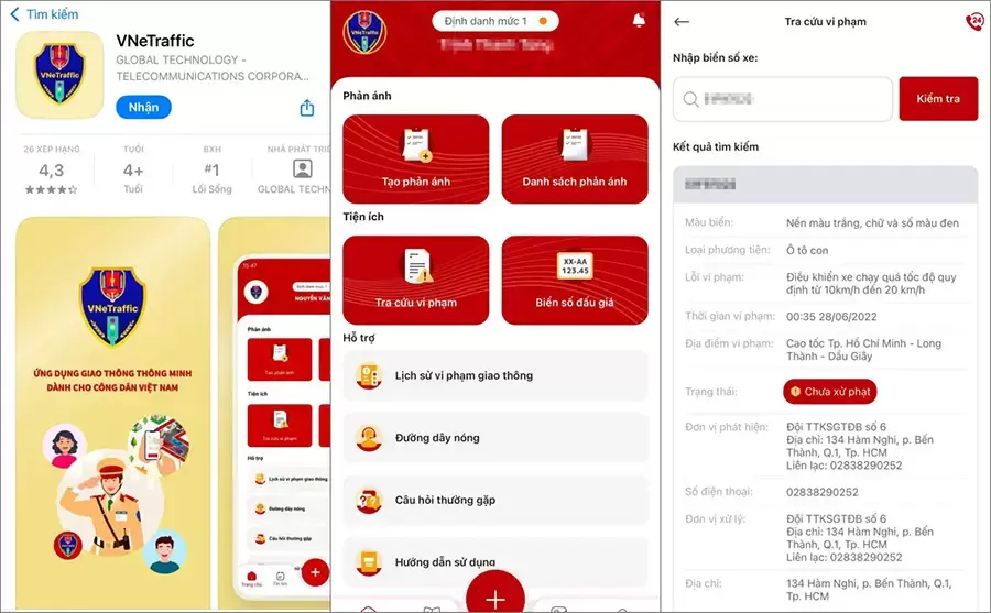 Tra cứu phạt nguội qua ứng dụng VNeTraffic